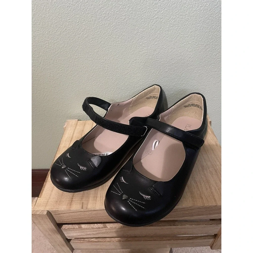 The Children's Place Girl's Closed Toe Black Cat Flats Shoes Mary Jane ~ Size 6